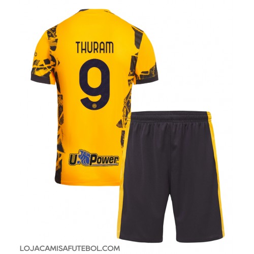 Camisa de Futebol Inter Milan Marcus Thuram #9 Equipamento Alternativo Infantil 2024-25 Manga Curta (+ Calças curtas)